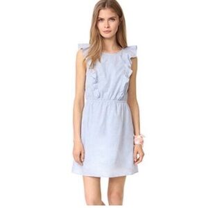Madewell Blue Bellflower Ruffle Sleeveless Dress Cinch Waist Cotton